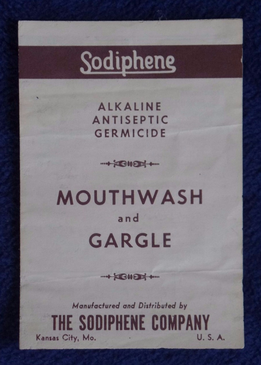 Vintage Sodiphene Mouthwash package insert, Nice dental collectible.