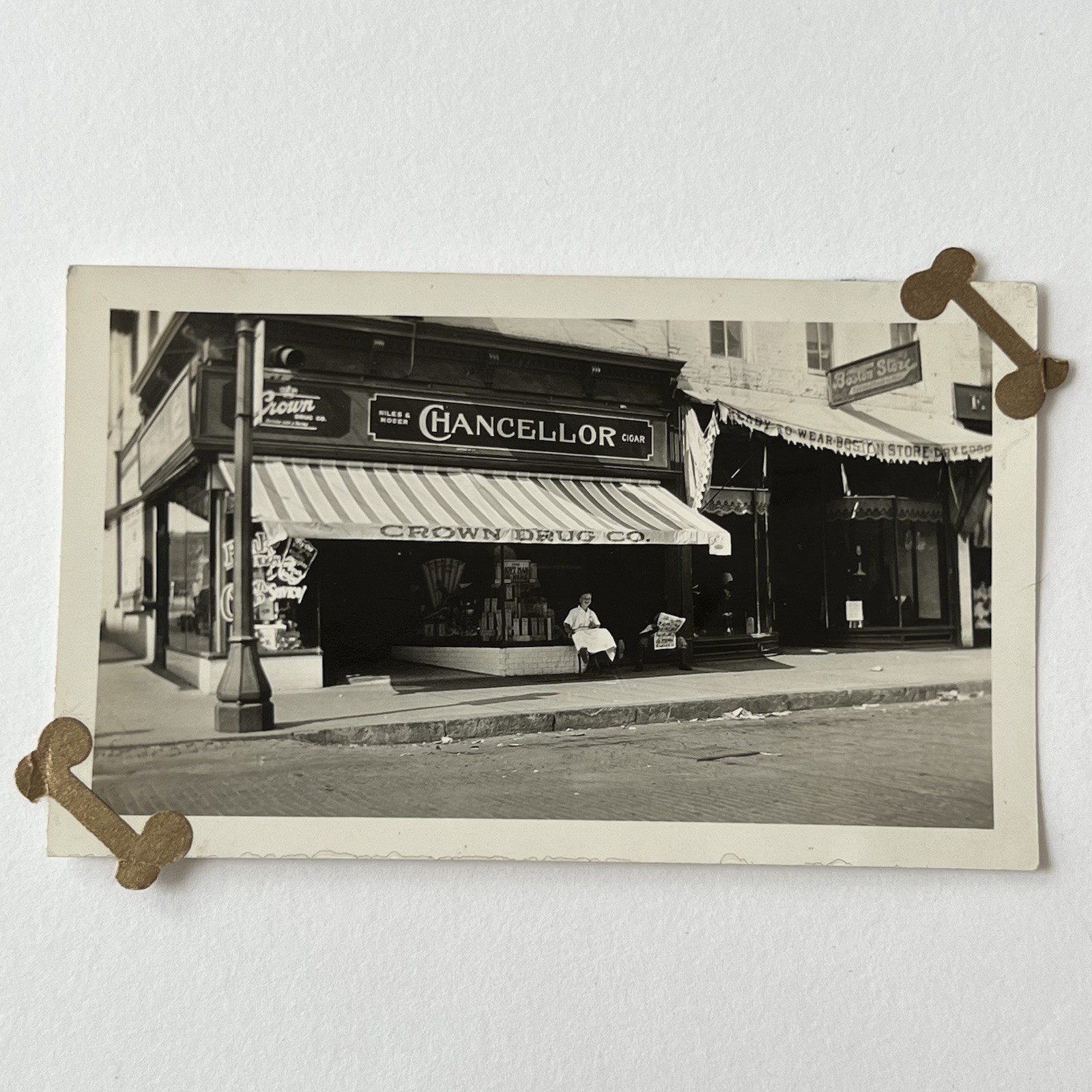 Vintage Snapshot Photograph Crown Drug Store Street View Chancellor Denver CO
