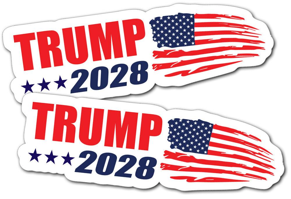 Trump 2028 bumper sticker vinyl decal label President Keep America Great USA 2pk