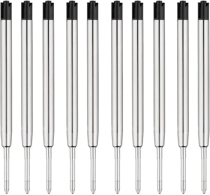 10Pc Ballpoint Pen Refills Black Ink 1mm Medium Tip Parker Style
