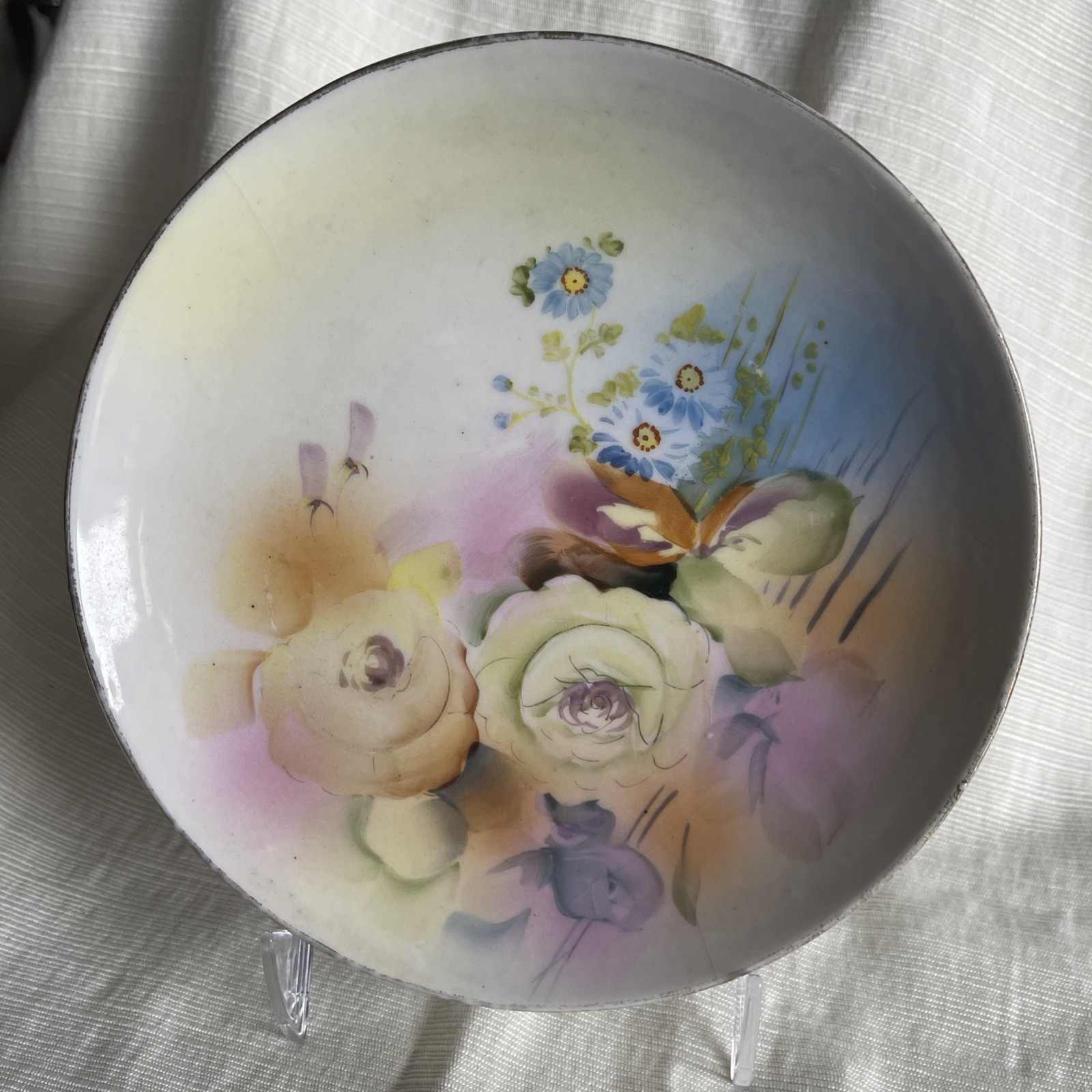 Nippon Hand Painted Floral Bread Plate - 7.25”