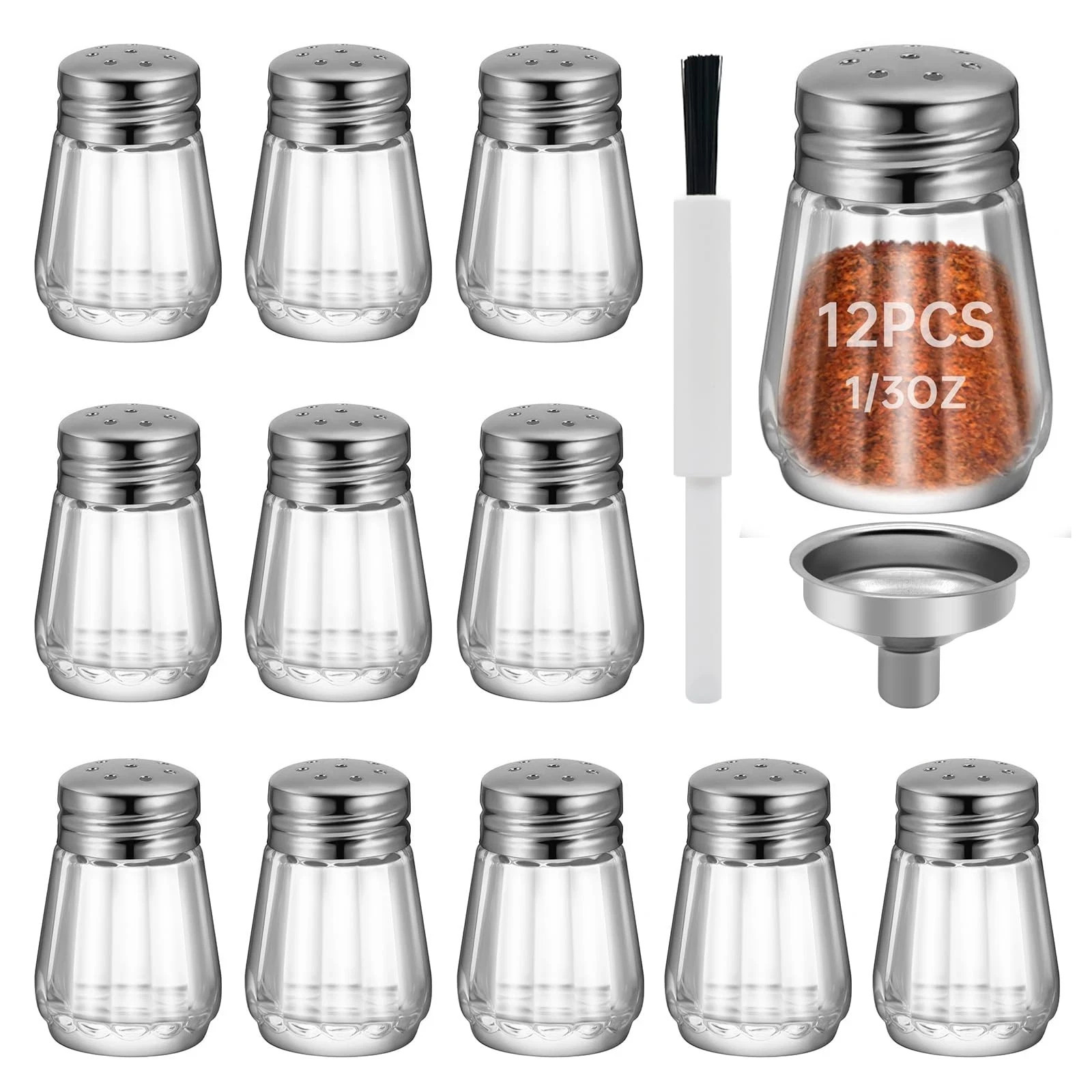 0.3 OZ Mini Salt and Pepper Shakers 12 Pcs - Small Mini Salt Shaker Clear Sea...