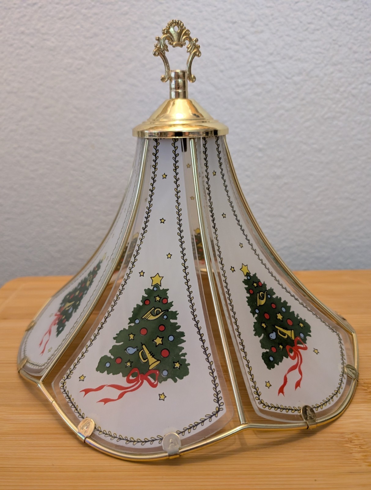 Vintage Christmas Tree  Touch Lamp Replacement Shade Metal And Glass 