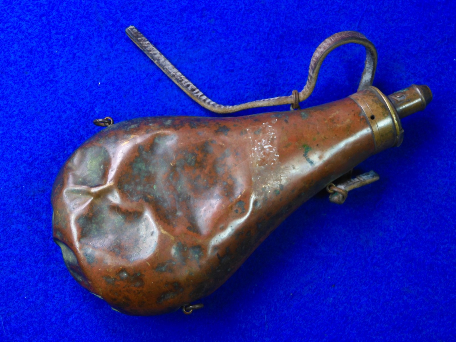 Antique Old 19 Century US Civil War Large Copper Powder Flask