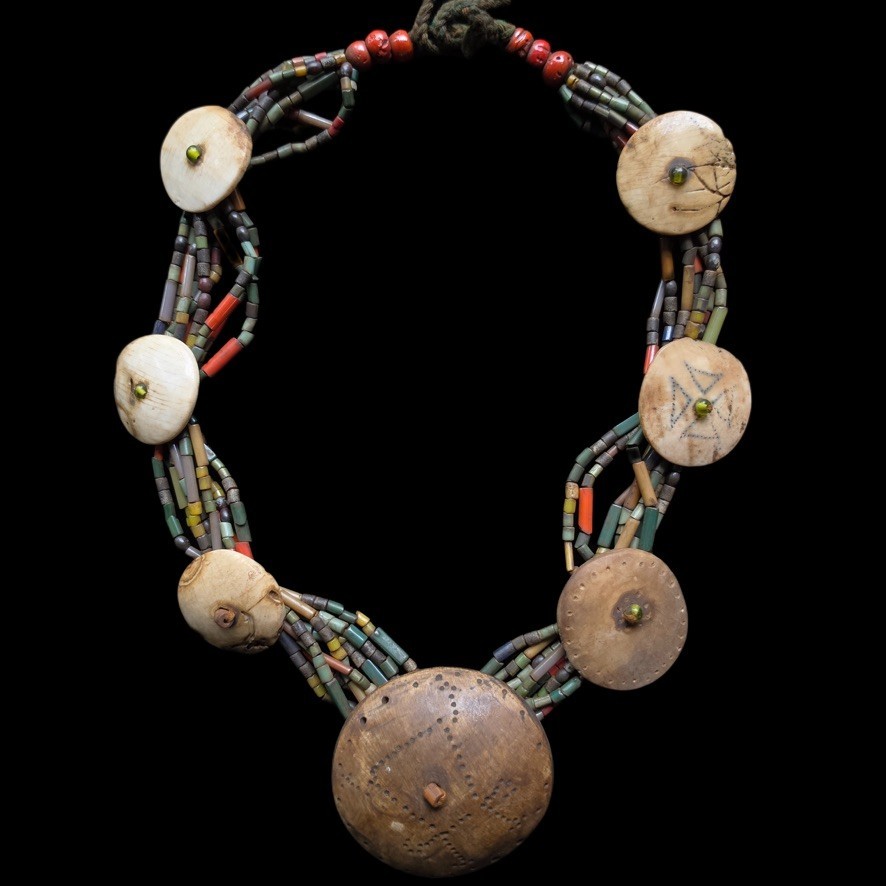 Antique Naga Conch Shell Bead Necklace Tribal Headhunter Adornment Ethnographic