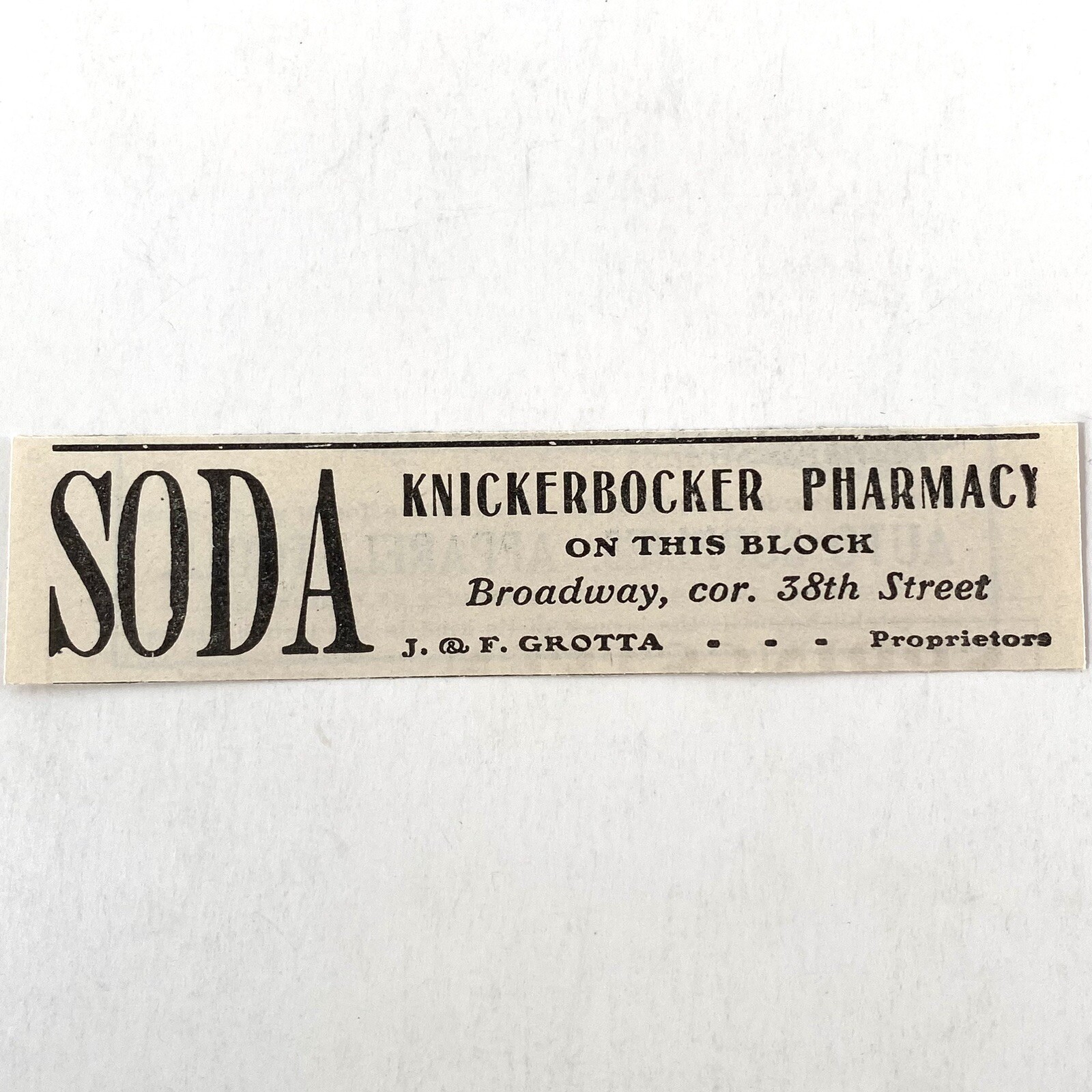 Antique 1907 Knickerbocker Pharmacy Broadway NYC Magazine Print Ad Soda Store