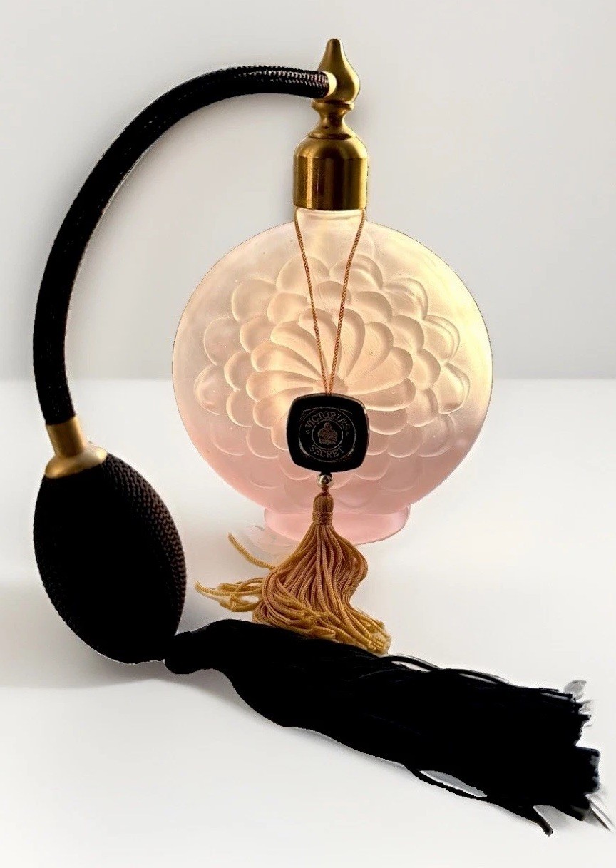 Vintage Victoria's Secret frosted glass flower atomizer and perfume bottle