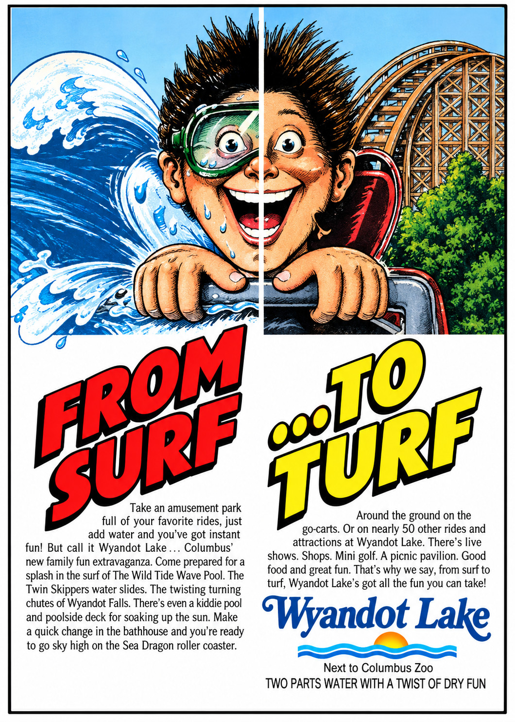 Vintage Wyandot Lake Amusement Park Ad Magnet –  Powell, Ohio