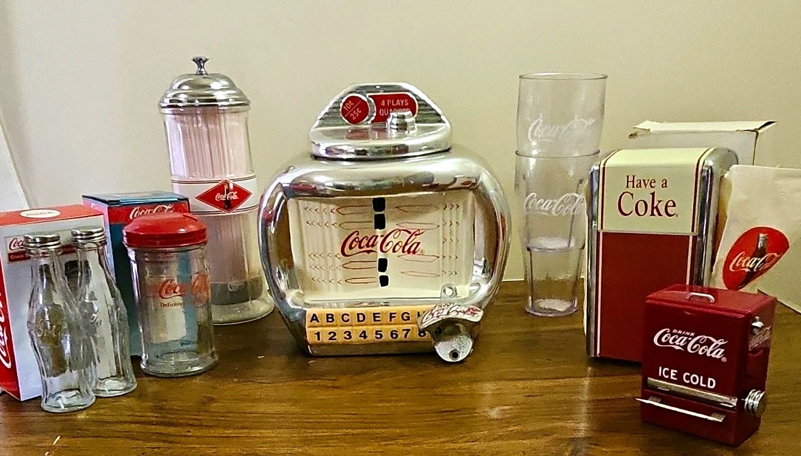 Coca-Cola Ultimate Diner Lot Jukebox cookie Jar Straw Dispenser Cups Opener More