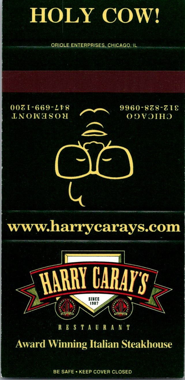 Harry Caray\'s Restaurant Since 1987 Chicago Vintage Matchbook Cover TMM16-9