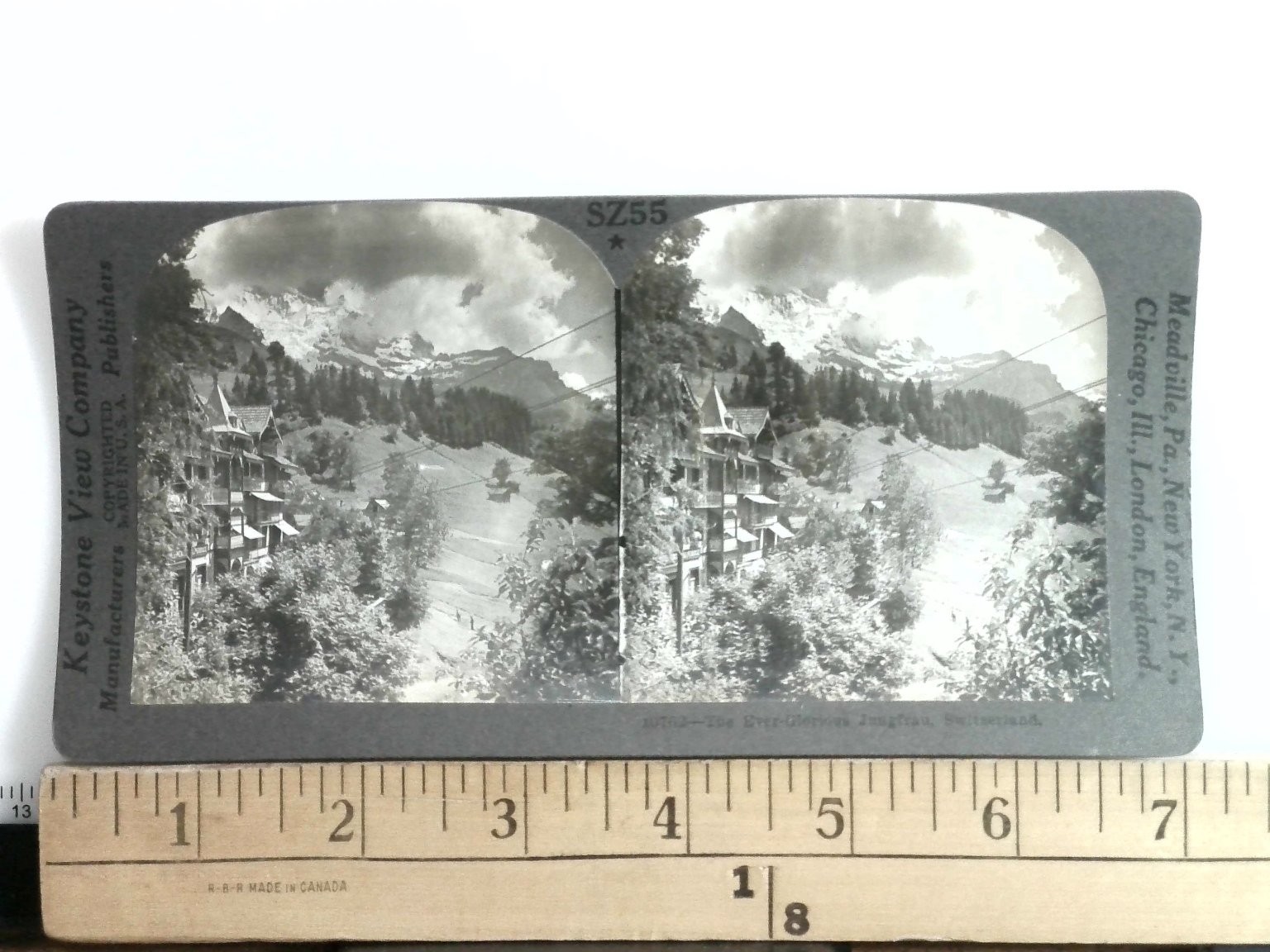 Jungfrau Switzerland Stereoview Keystone View Co. 1900s Curved Mount