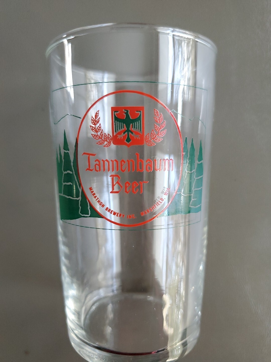 RARE TANNENBAUM BEER GLASS MARSHFIELD, WISCONSIN SAMPLER 4 1/4 ''