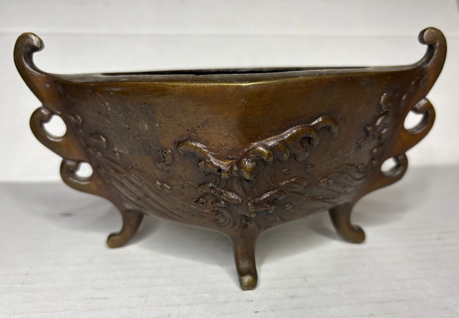 VTG Brass Footed Planter Cachepot 7\