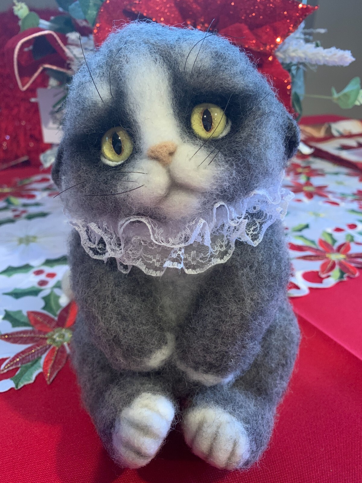 CUSTOM OOAK REALISTIC NEEDLE WOOL FELTED PERSIAN KITTEN CAT BY IHAR FAKREUSKI 8\