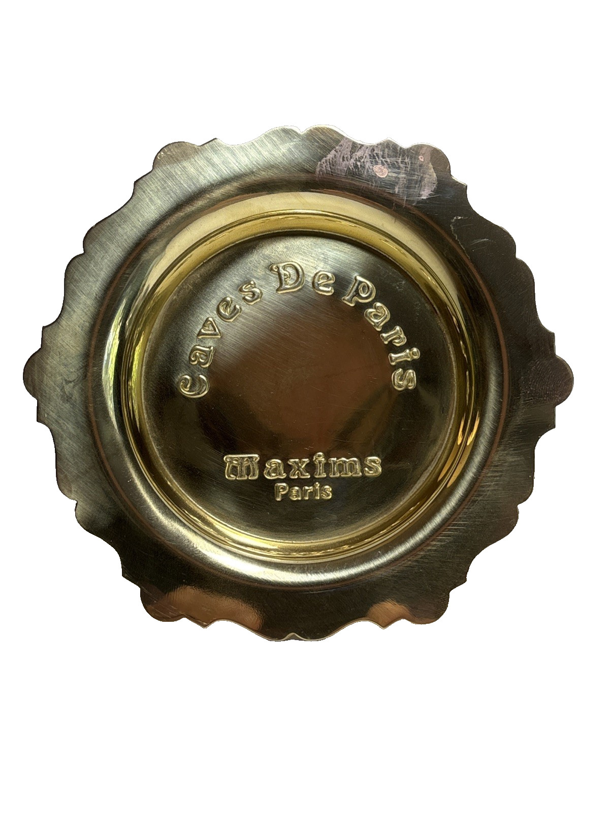Vintage Maxim’s Paris Brass Champagne Coaster Advertising Hotel France Tray #1