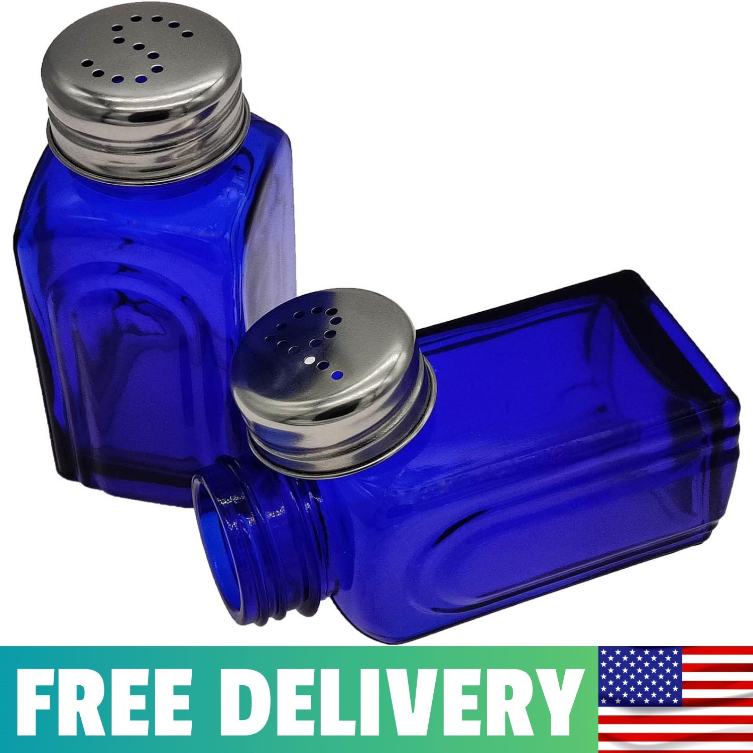Retro Glass Salt and Pepper Shakers Cobalt Blue Retro Glass Salt and Pepper Shakers Cobalt Blue