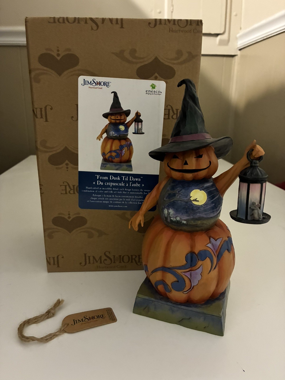 Jim Shore From Dusk Til Dawn 6012745 Stacked Pumpkin Witch Halloween NIB