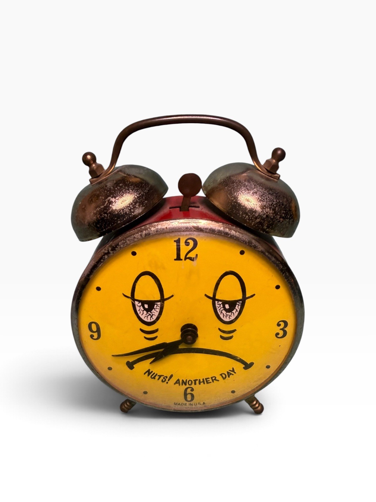 Vintage Yellow Red Alarm Clock \