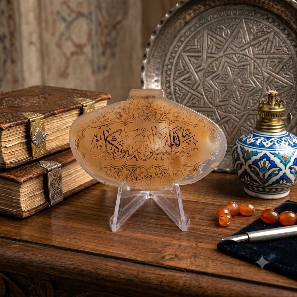 Original Handwritten Islamic Calligraphy Agate Hakeek Talismanic Sufi Pendant
