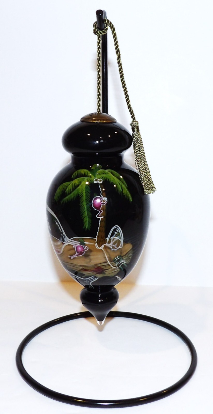 FABULOUS HTF NE\'QWA ART GLASS LOST IN PARADISE MICHAEL GODARD ORNAMENT & STAND