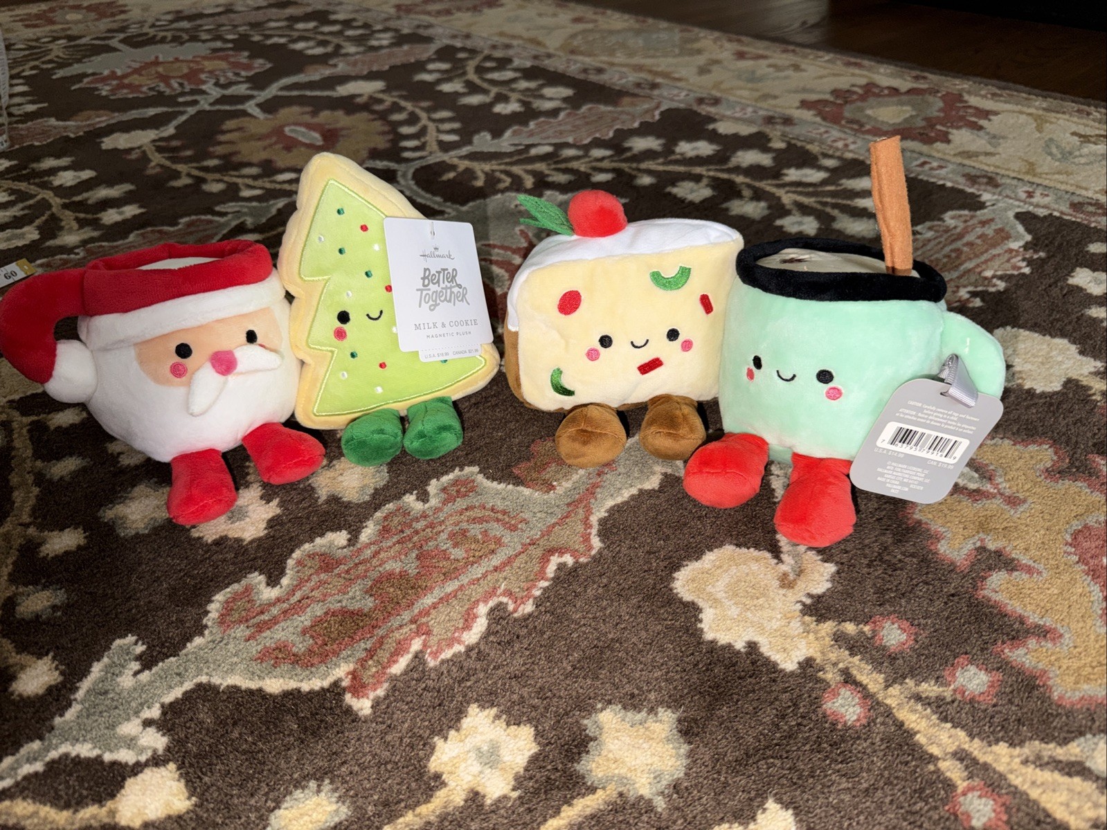 Hallmark Better Together-Santa's Milk & Tree Cookie Magnetic Plush-New With Tags