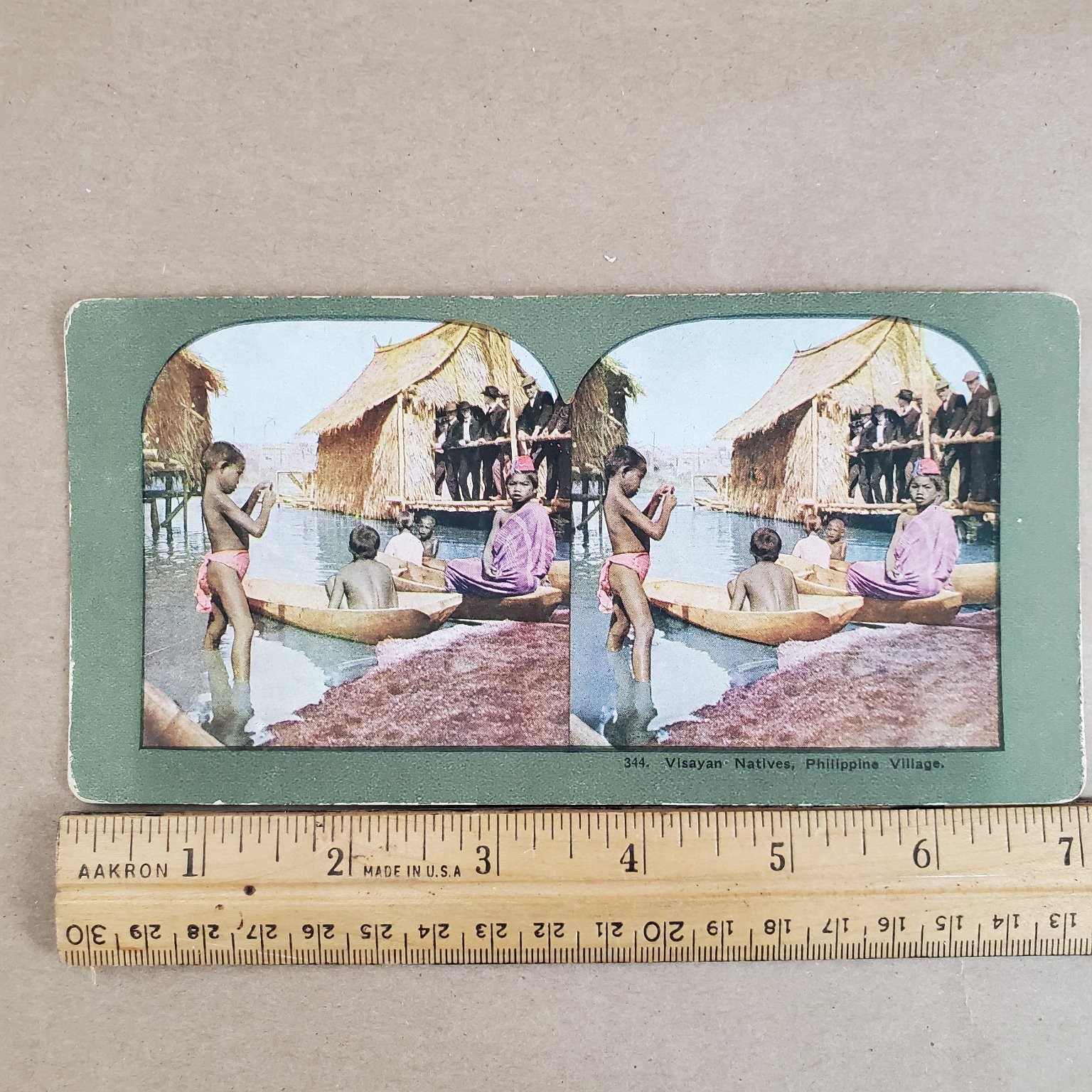 Vintage Stereoview Visayan Natives Philippine Village 1900s Photo