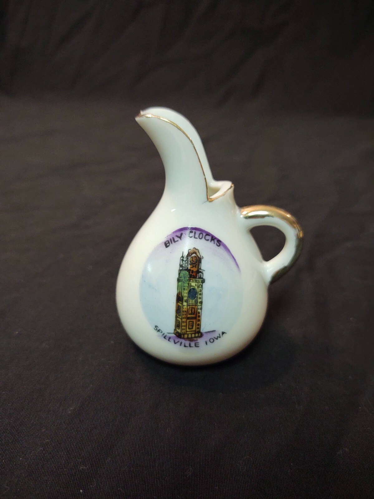 Vintage Bily Clocks Spillville Iowa Mini Creamer Pitcher Trico Made In Japan 