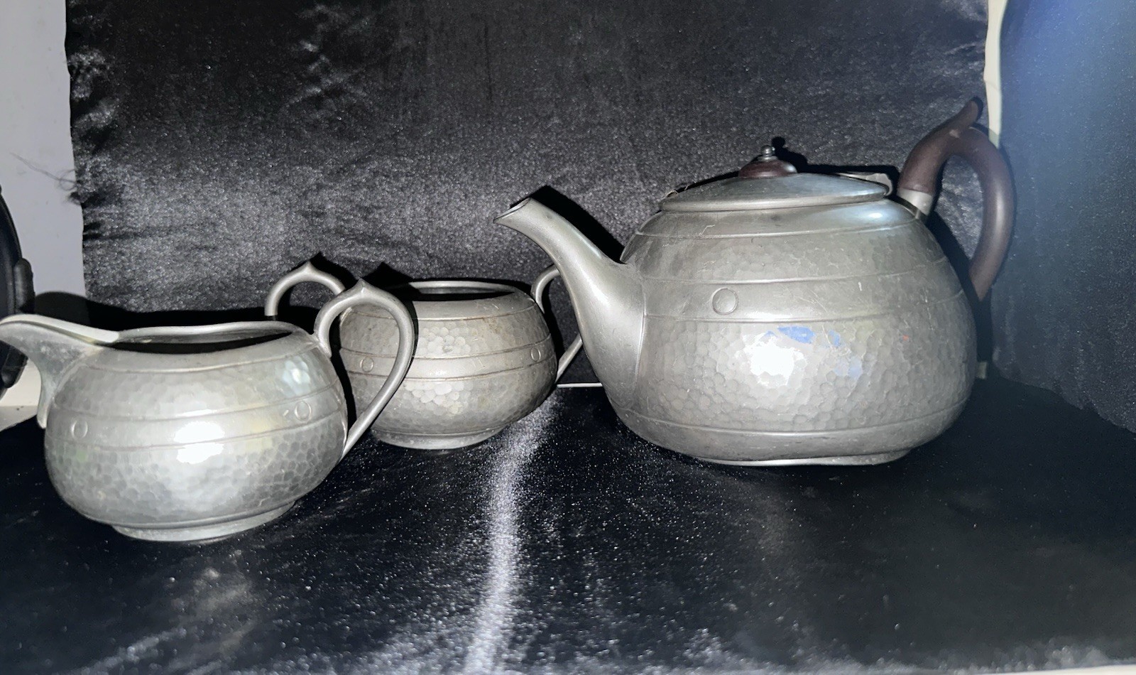 Vintage Hampden-Pewter 3-Piece Hand Hammered Tea Set USA Made
