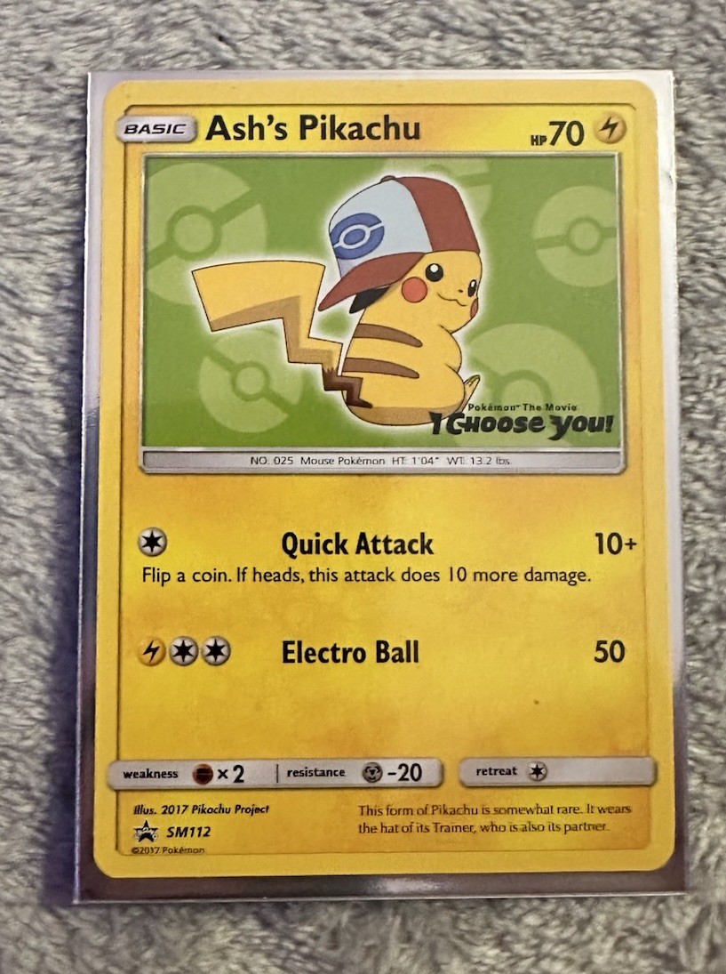 Pokémon TCG Ash’s Pikachu SM112 Black Star Promo NM