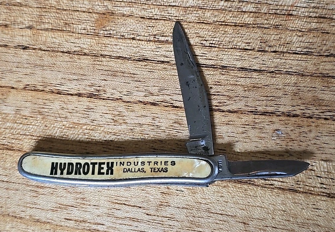 Vintage Hydrotex Ind. Dallas Texas Advertising Pocket Knife Mother of Pearl