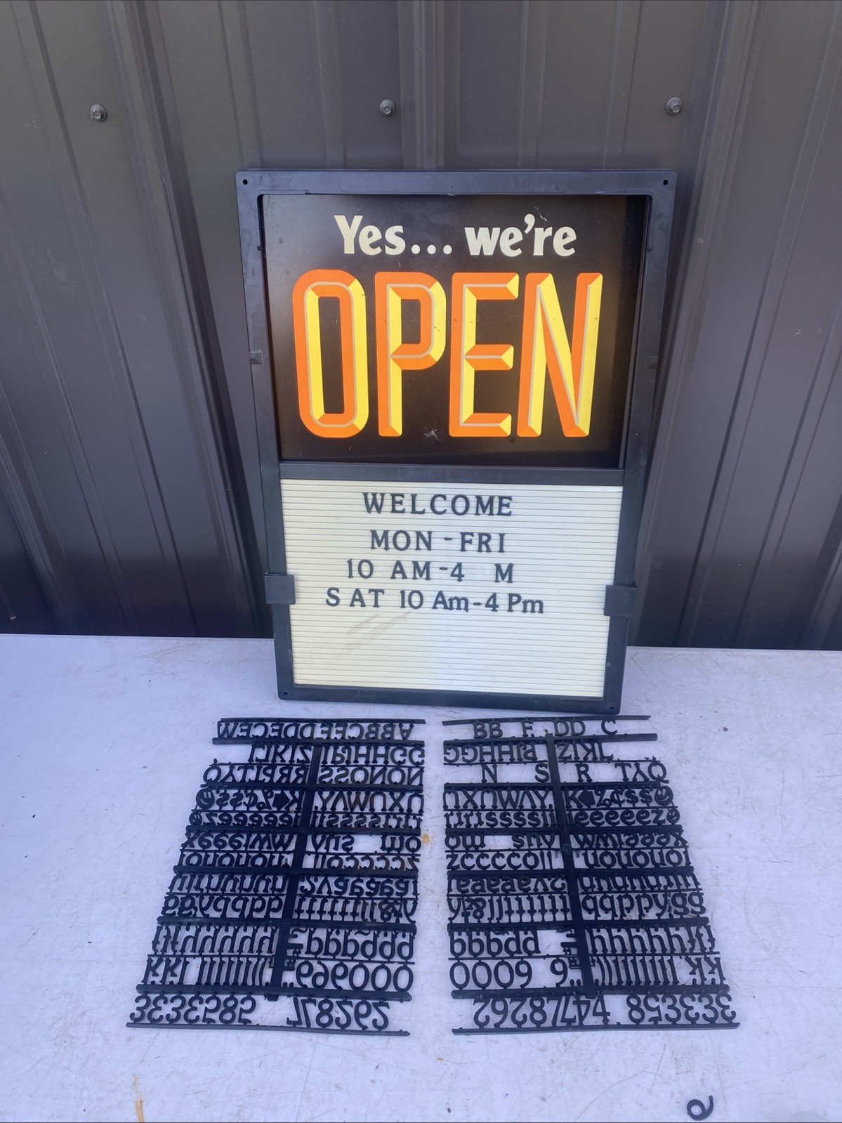 Vtg Open” /“Closed”Window /Door Sign 20” X 14” Change Numbers & Letters & Misc