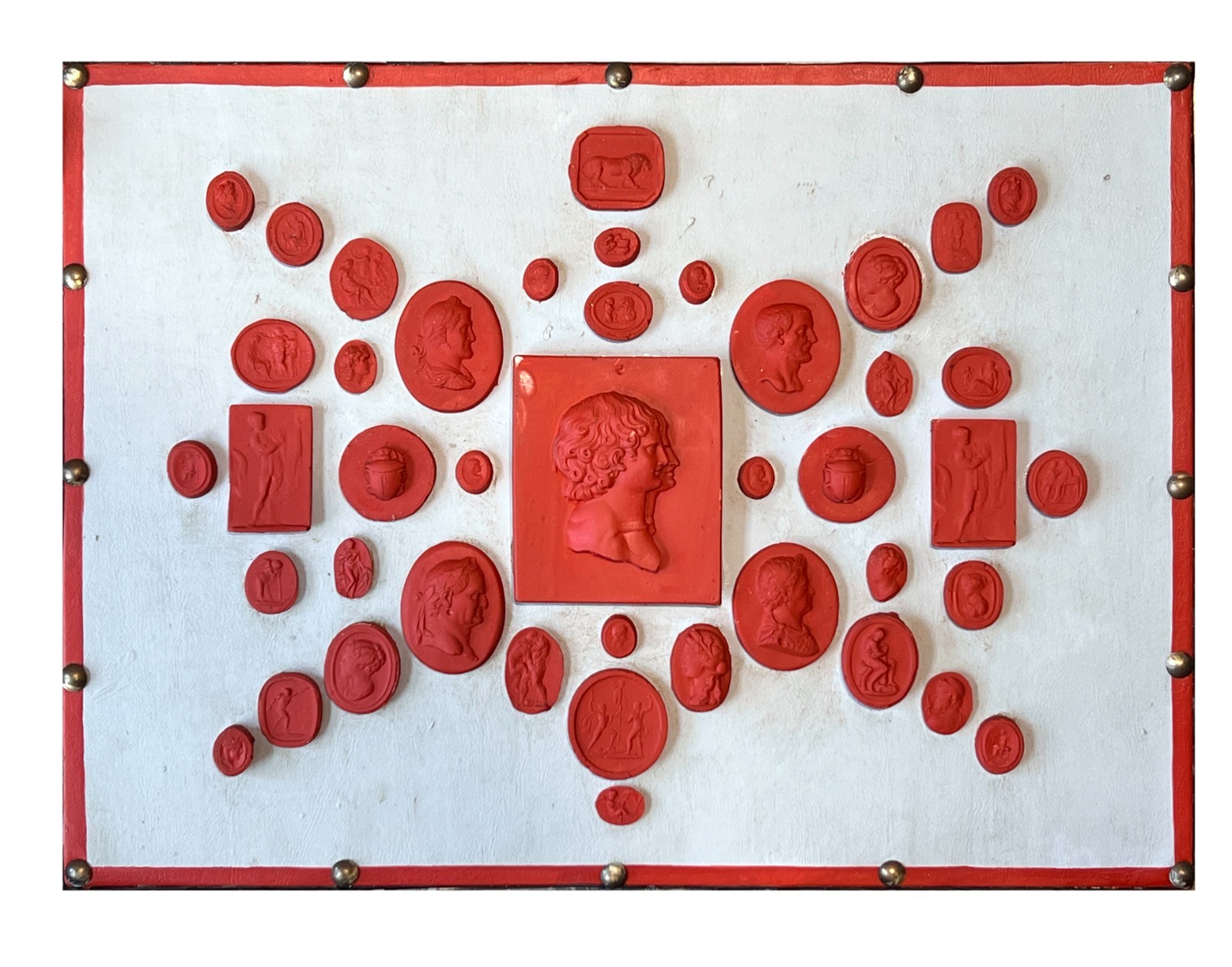 #1013 Grand Tour Revival Neoclassical Vintage Red Plaster Cast Waxed Intaglios