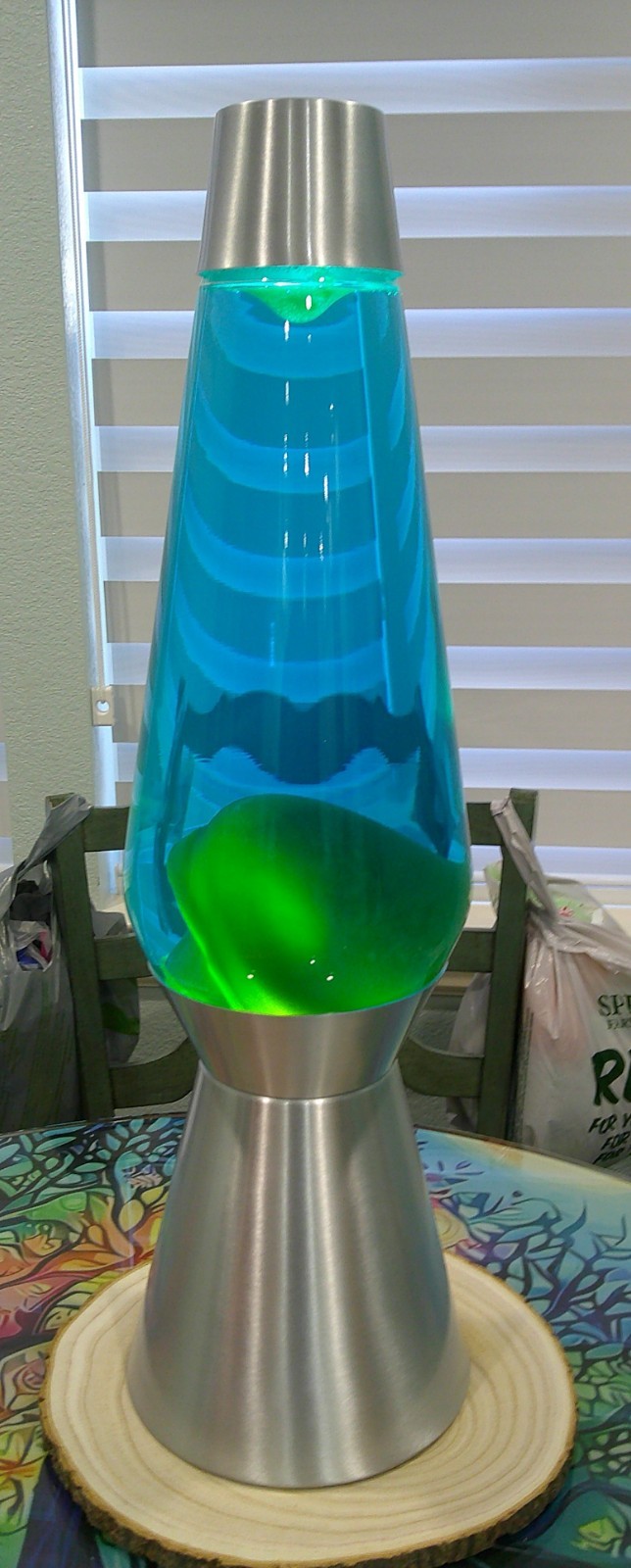 Lava Lamp Grande 27\'\' Green Wax Blue Liquid Schylling Custom 0005