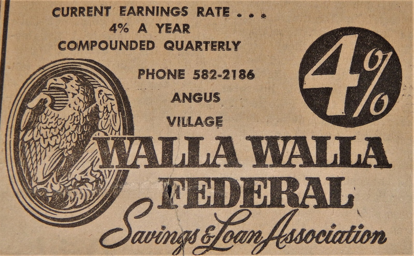 Vintage Advertisement, WA, 1962, WALLA WALLA SAVINGS & LOAN ASSC,\