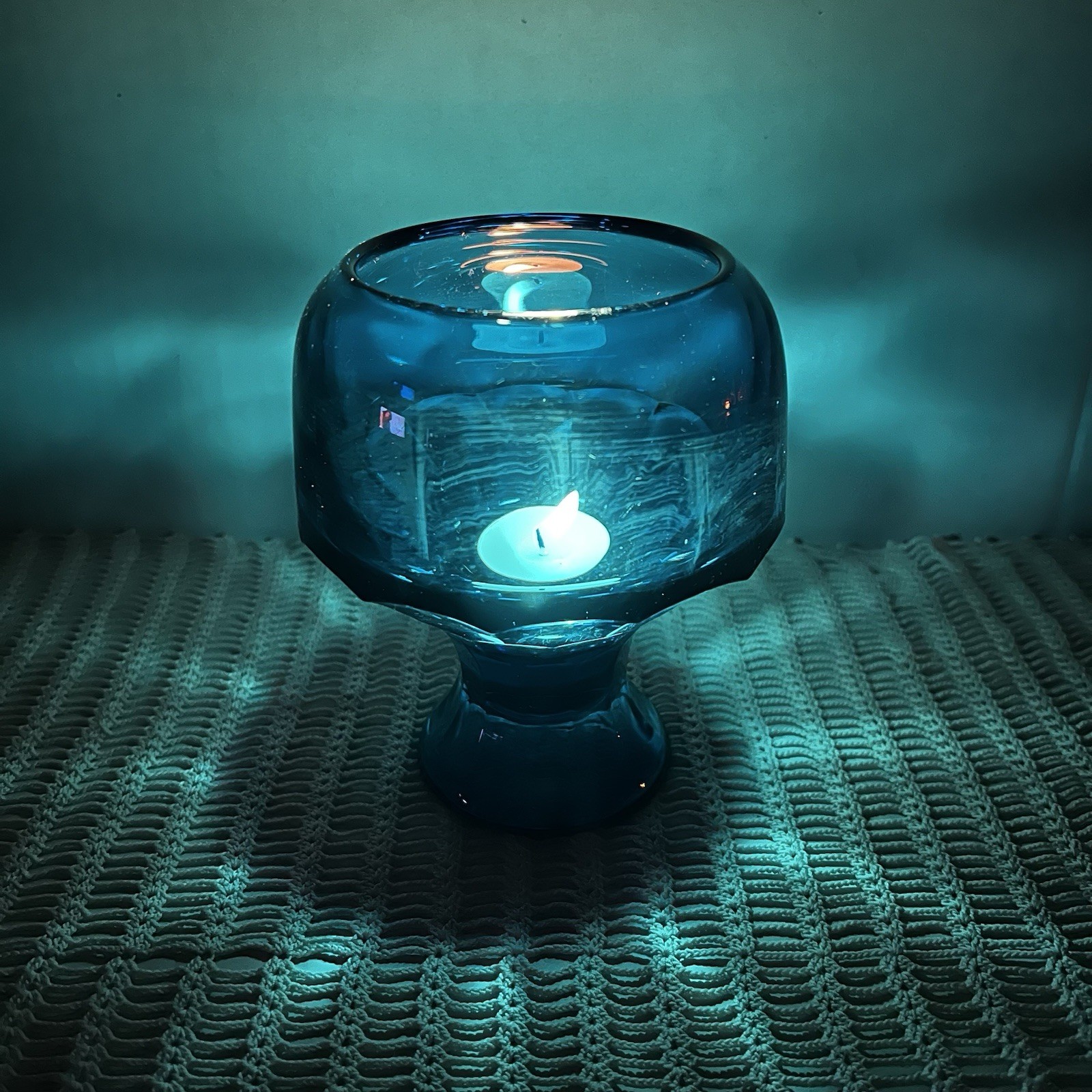 Viking Glass Georgian Candle Holder 1970s