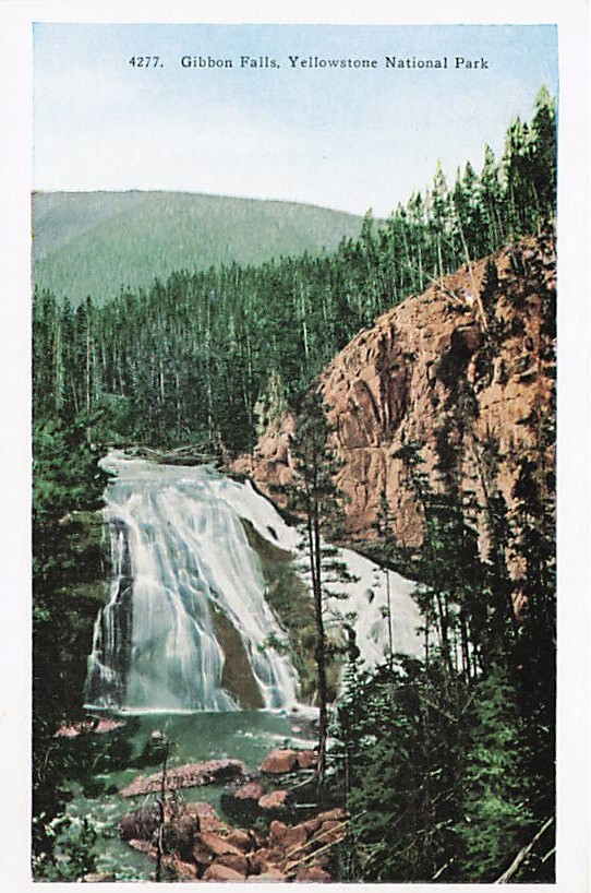 Postcard WY: Gibbon Falls, Yellowstone NP Wyoming, WB 1920\'s