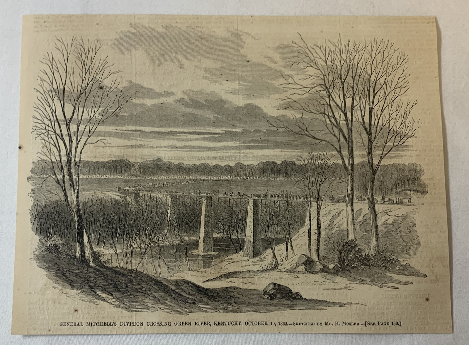 1862 magazine engraving~ GENERAL MITCHELL\'S DIVISION CROSSING GREEN RIVER, KY 1862 magazine engraving~ GENERAL MITCHELL\'S DIVISION CROSSING GREEN RIVER, KY