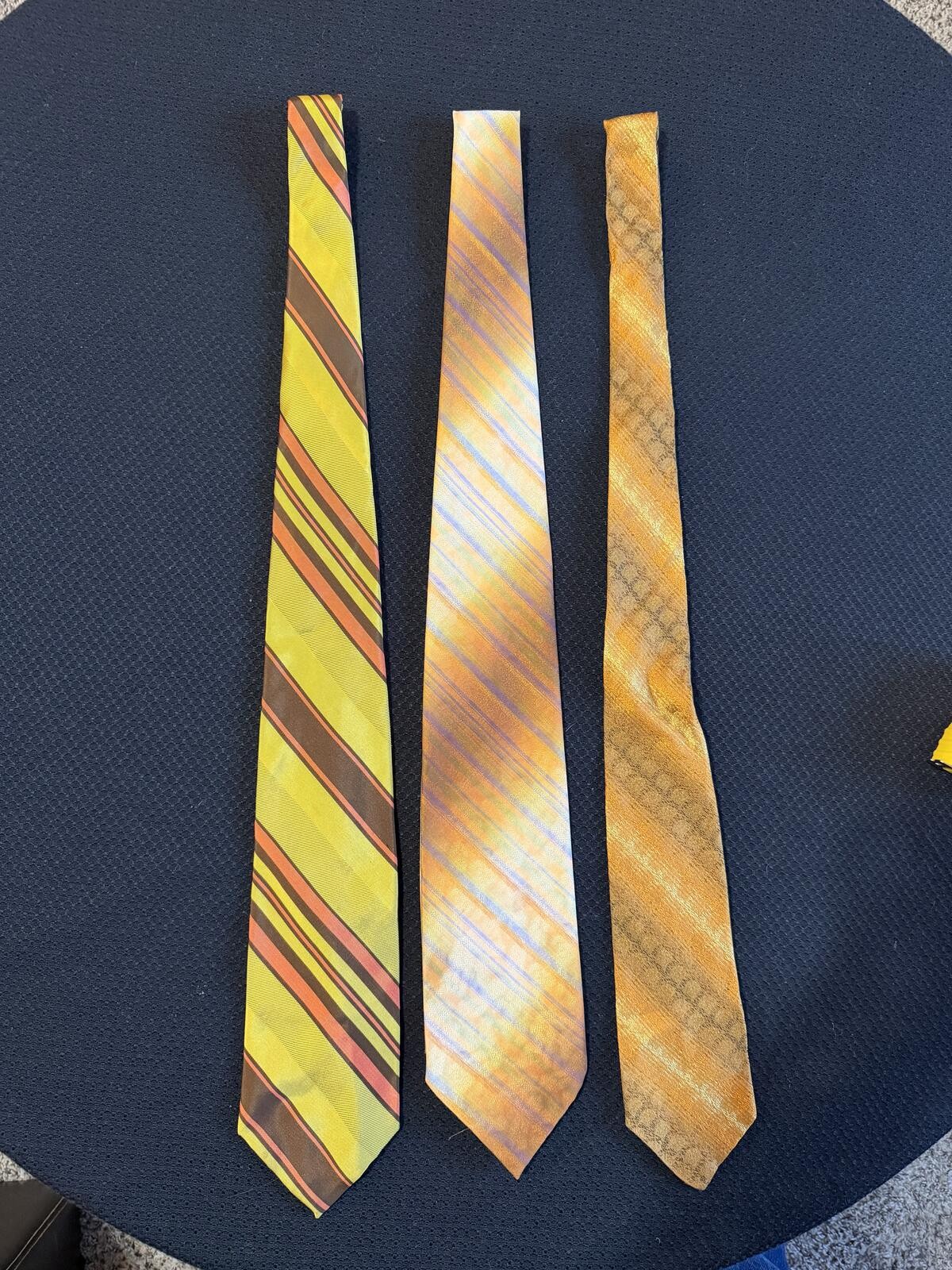 VTG 70s Ties Towncraft Wembley Superba Striped Geometric Gold Brown Retro Bundle