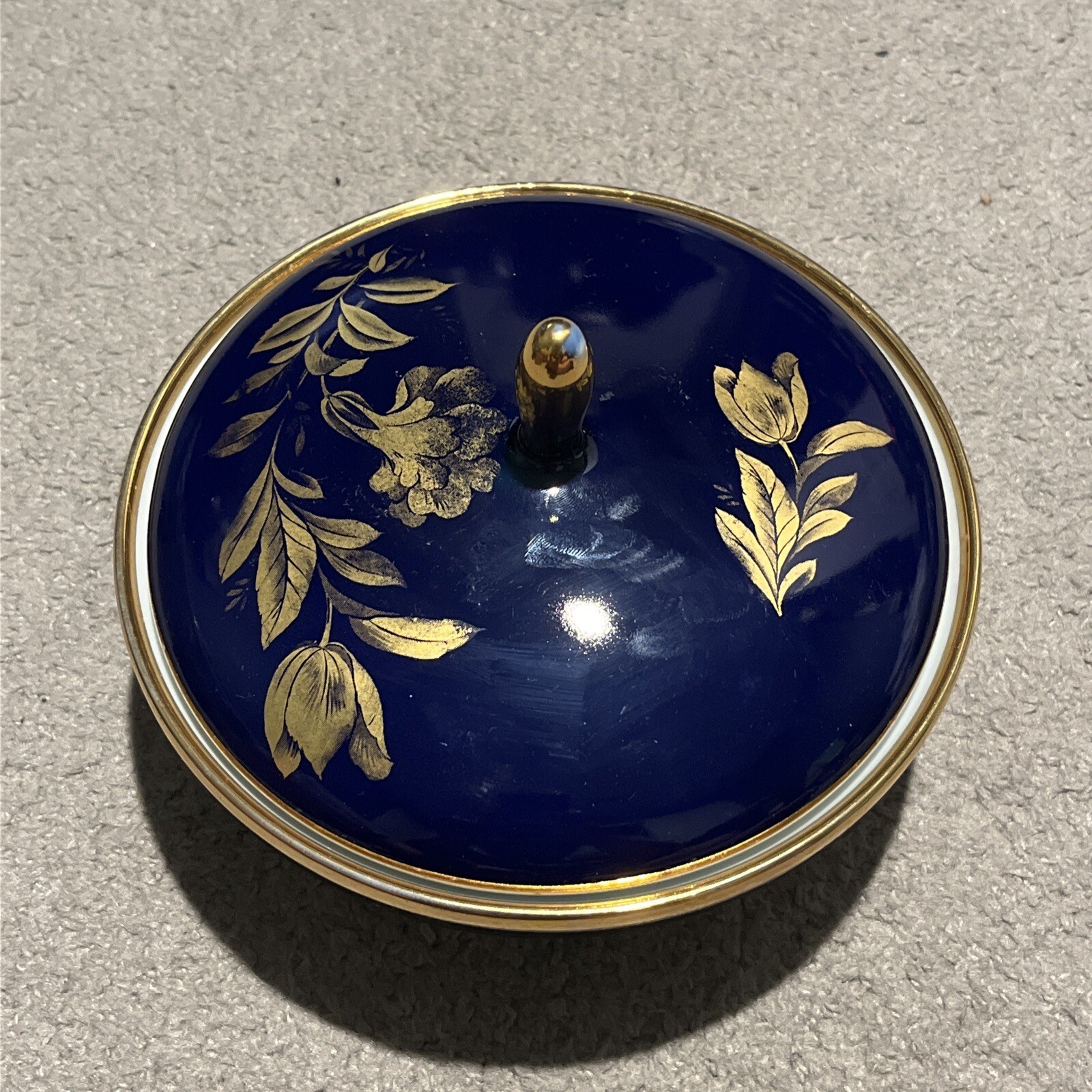 Royal Porzellan Bavaria KPM Germany Handarbeit Echt Cobalt Pot Gold Rose