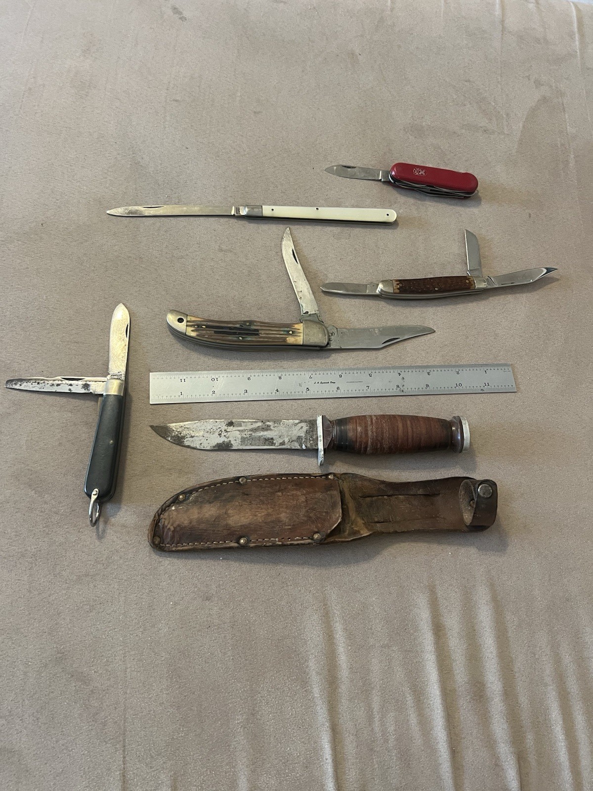 1979 Queen Folding Hunter Schrade Walden Kutmaster Camillus USA Japan Knife Lot
