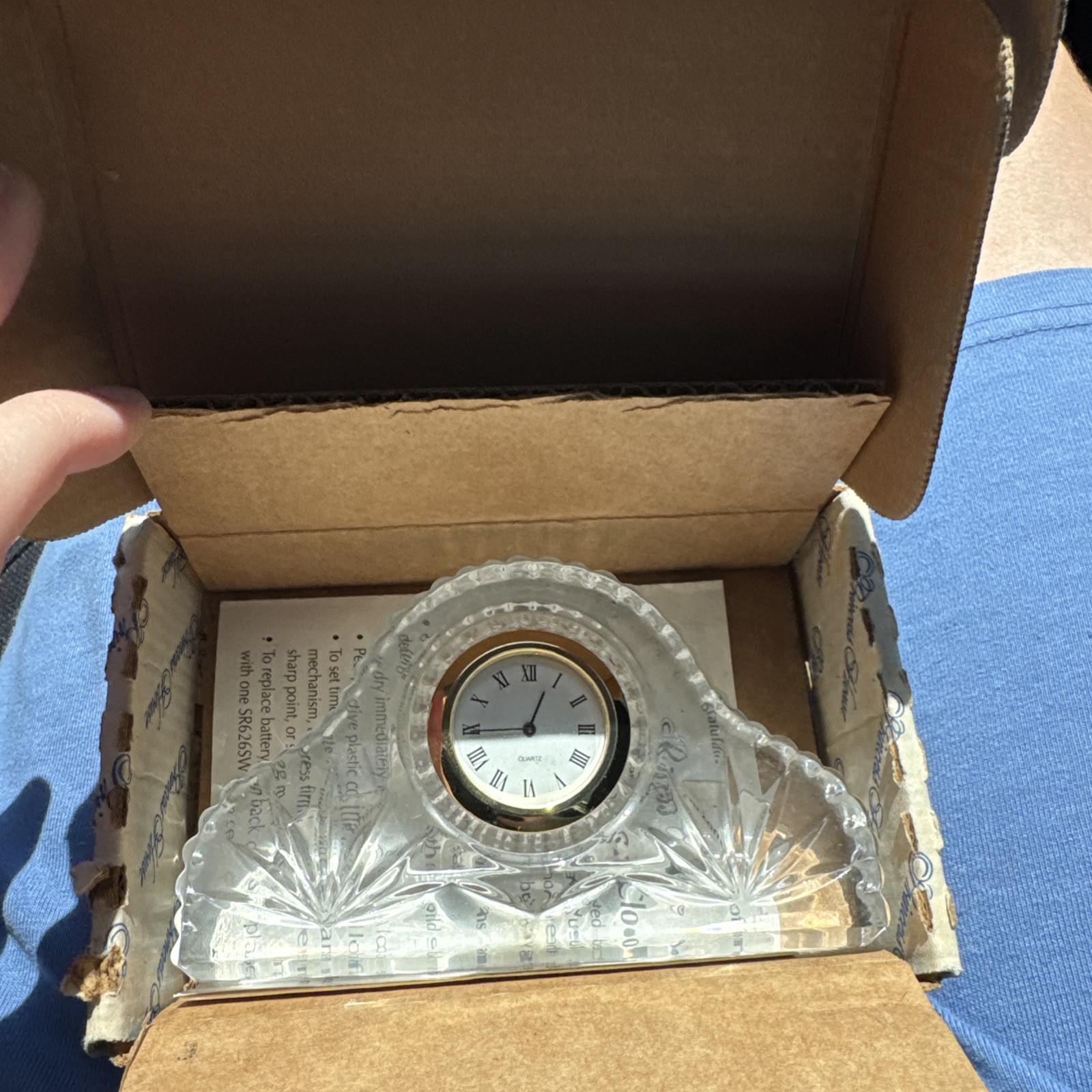 Princess House Lead Crystal Small Mantel Clock 851 with Box Princess House Lead Crystal Small Mantel Clock 851 with Box