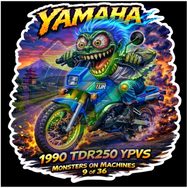 1990 Yamaha TDR250 YPVS 9x9cm Durable Die-Cut Vinyl Sticker Number 9 of 36