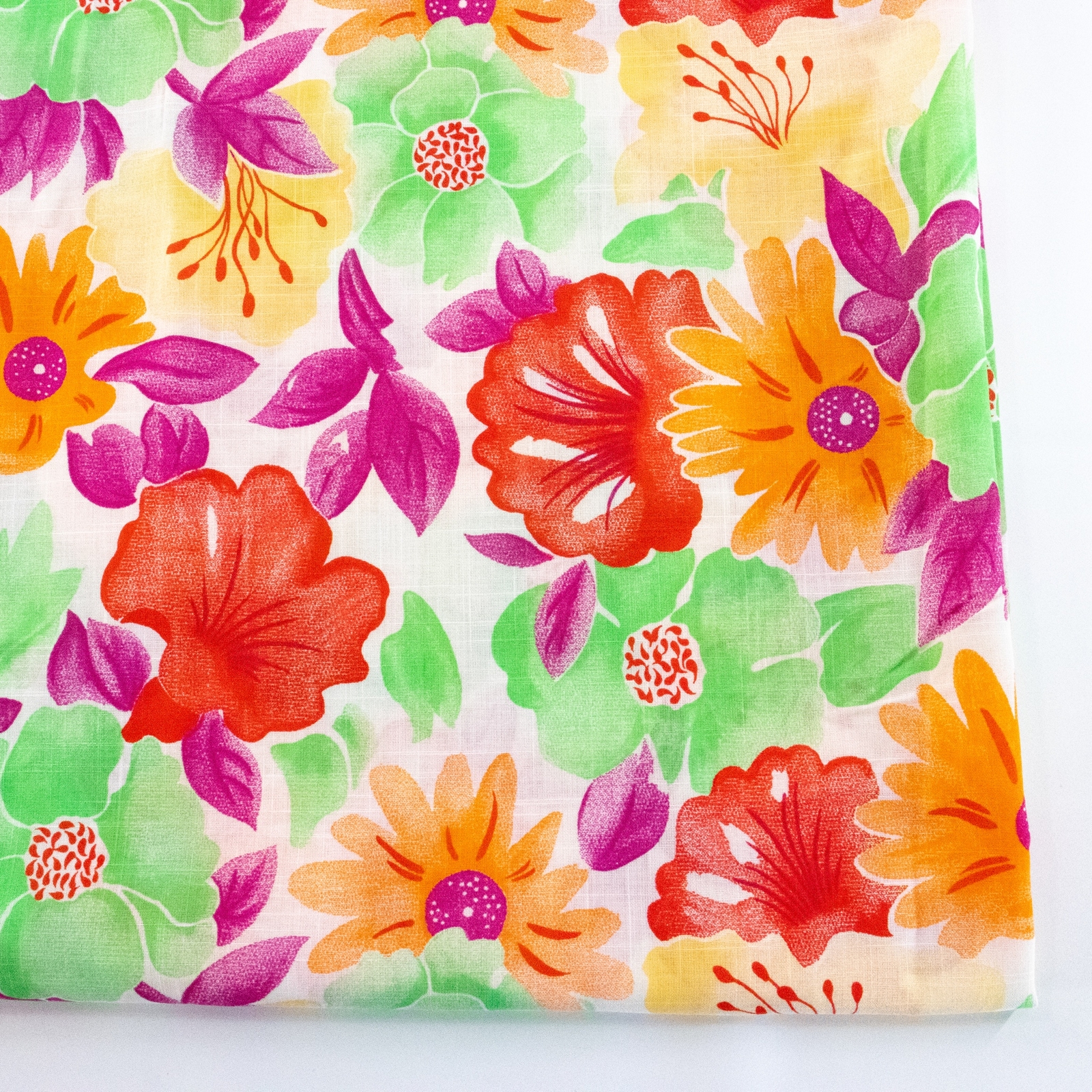 Vtg Cotton Fabric Bright Florals Daisies 2 Yards Unused Wamsutta Tropical Vibes
