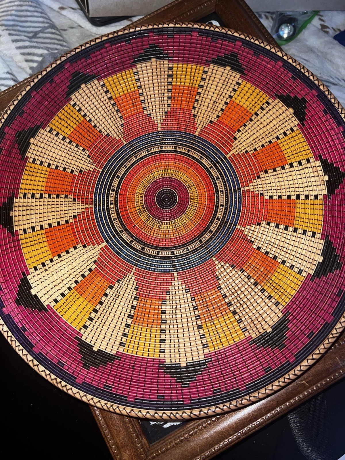 Basket Illusion Hand-Burned Wood Art