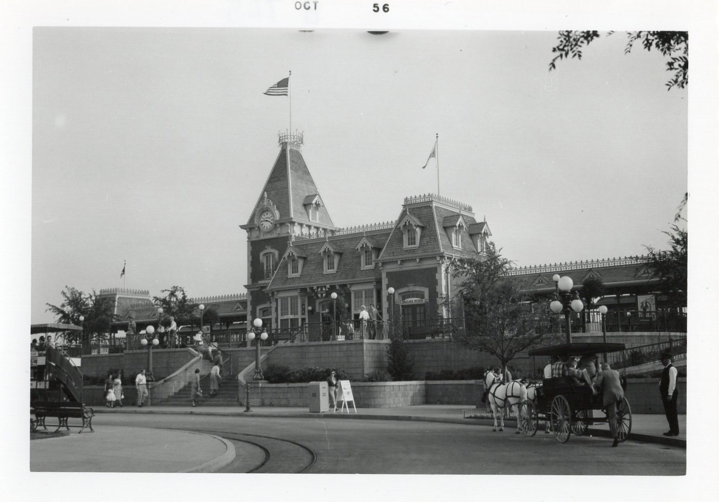 Disneylands Historic Main Street Train Station Amusement Park Photo Snapshot Vtg