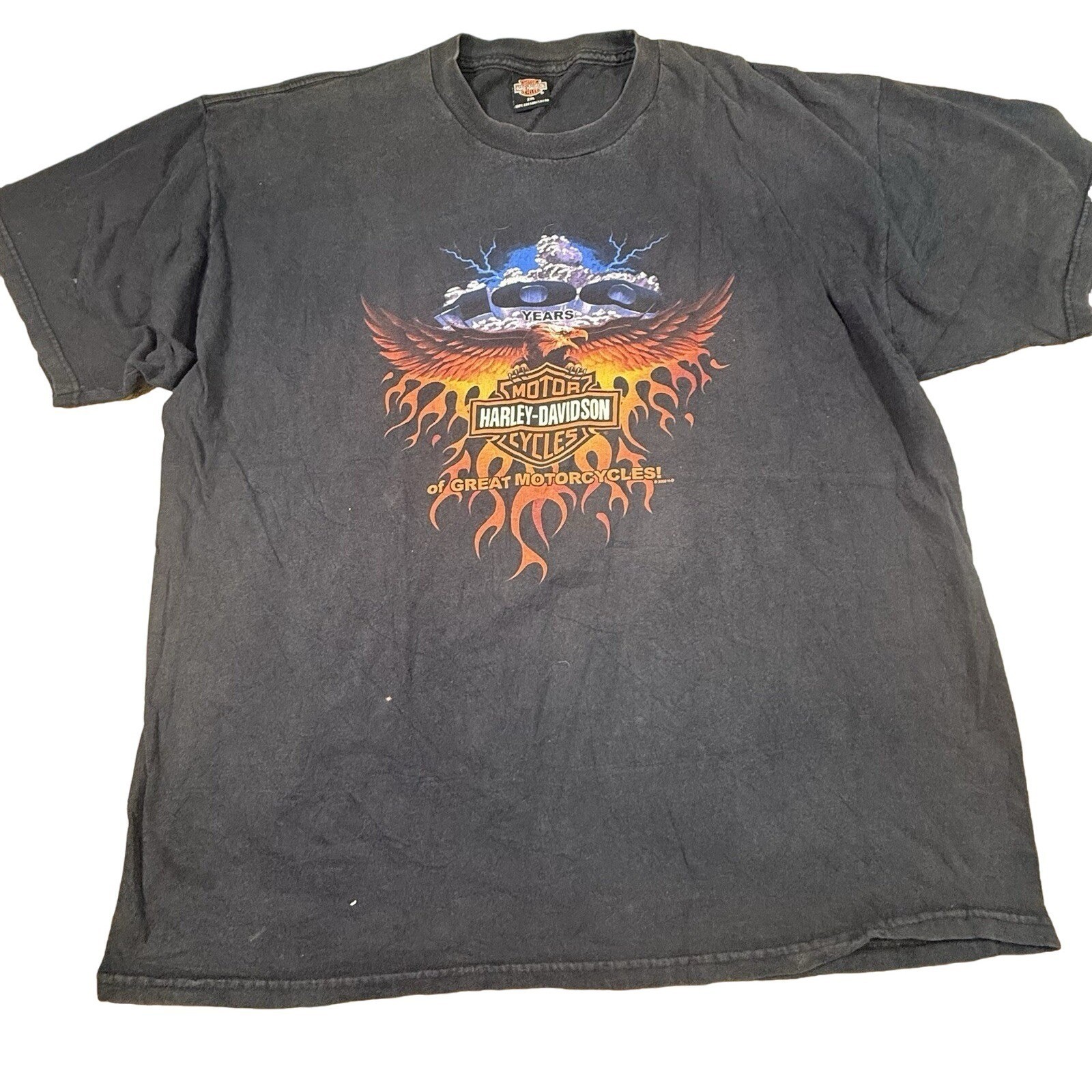 Harley Davidson T Shirt Mens 2XL Black 100 Years Nevada Fire USA Vintage