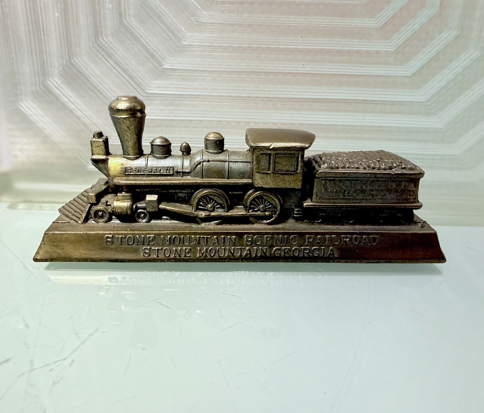 VTG Brass/Bronze Stone Mountain Scenic Railroad General II Locomotive Desk Model