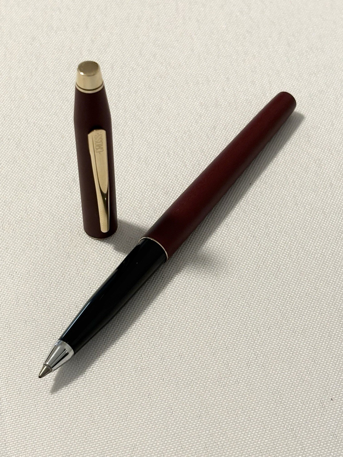 Vtg 90s Cross Classic Century Rollerball Pen Matte Satin Burgundy 23k Gold Trim