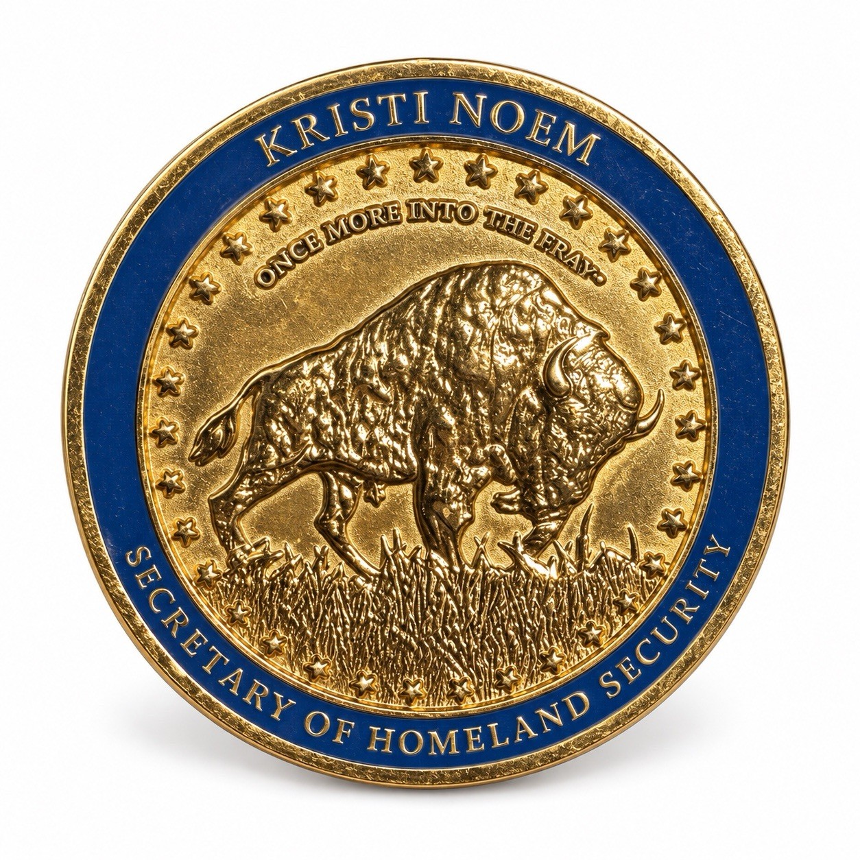 Trump Administration Kristi Noem Buffalo Challenge Coin – Gold-Tone Collectible Trump Administration Kristi Noem Buffalo Challenge Coin – Gold-Tone Collectible