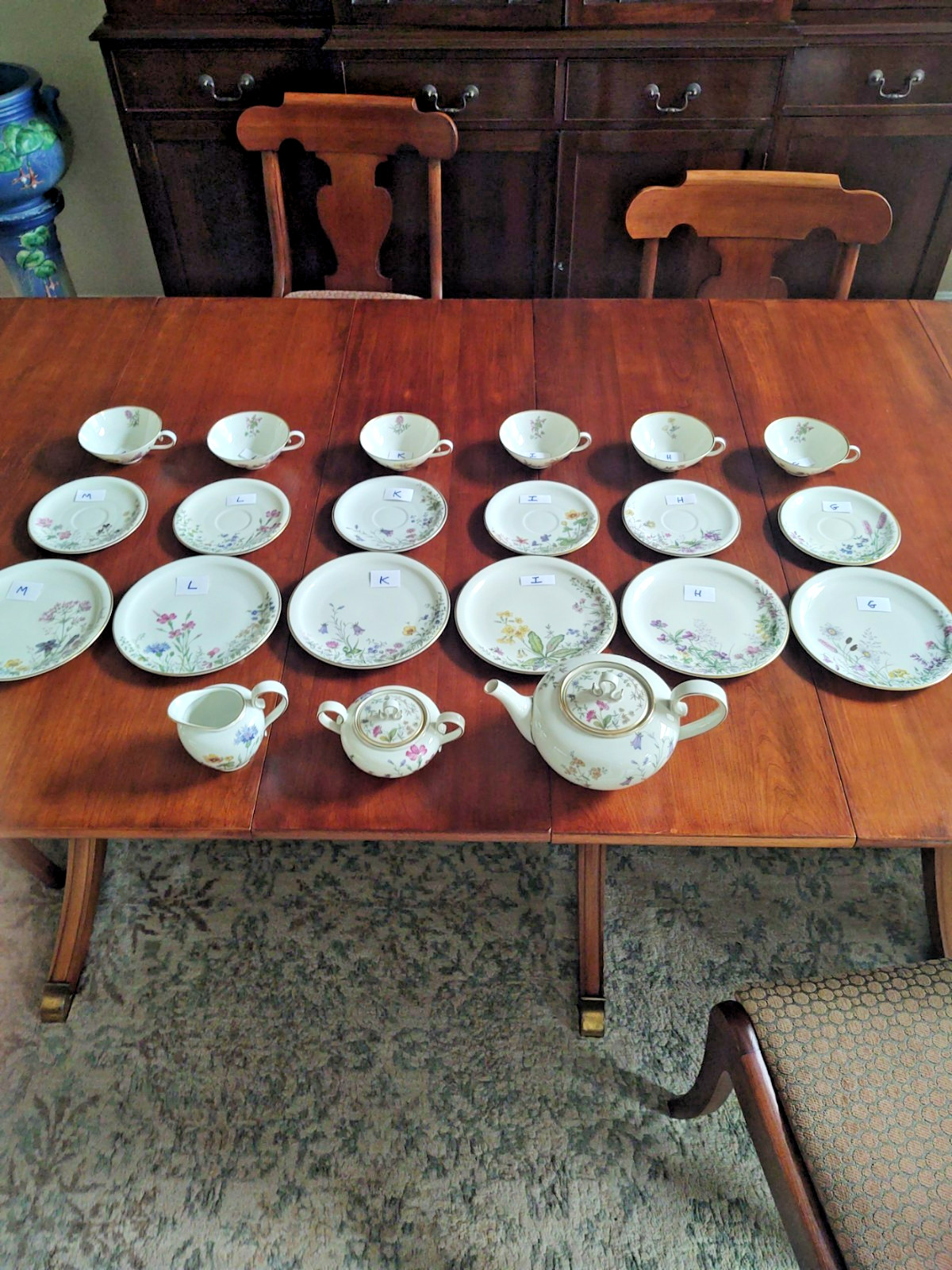 VTG. Tea Set Franconia Krautheim Bavaria Selb Meadow Flowers 23 Pieces Mint G-M